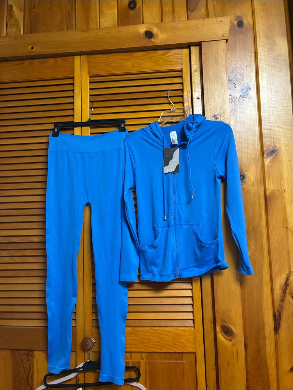 Bright Blue Women’s Hooded Set - Zip Jacket & Leggings length 37” Jacket 24”pit